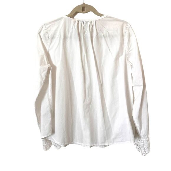 JOIE Kalyssa Pleated Eyelet Blouse White Sz Medium - Picture 4 of 6